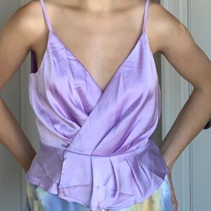 Superdown purple silky top with plunging back